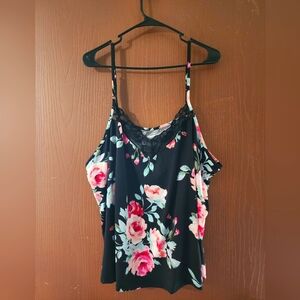Floral Lace Trim Black Cami Top & Short SET Size 3X